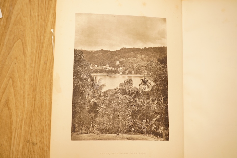 Cave, Henry W. - Picturesque Ceylon. 1st edition, 3 vols, 91 photo . plates (with captioned guards); original gilt ruled, decorated and lettered morocco, ge. and marbled e/ps., roy. 4to. 1893-95. *(E.R. Tongue-Croxall)